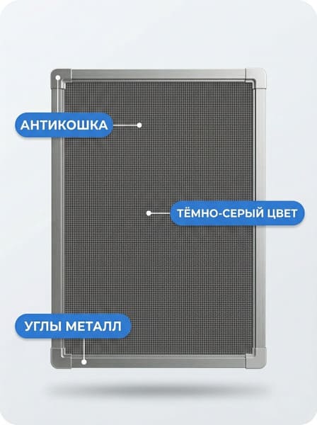 Москитная сетка Антикошка, тёмно-серая
