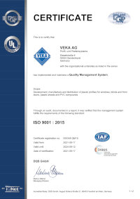 Сертификат VEKA AG - Germany